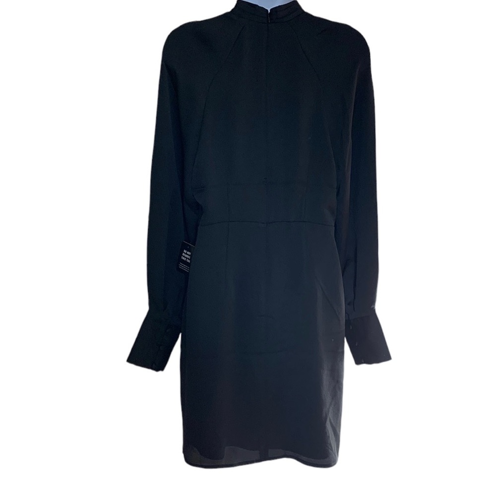 Express Black Dress, NWT, cuff style sleeve,nice neck detail, fully lined,size M - Picture 2 of 8